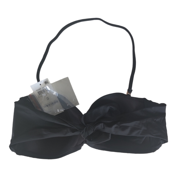 NWT Bar III Twist Bandeau Bikini Swim Top, Size S, Color Black. - Picture 6 of 11